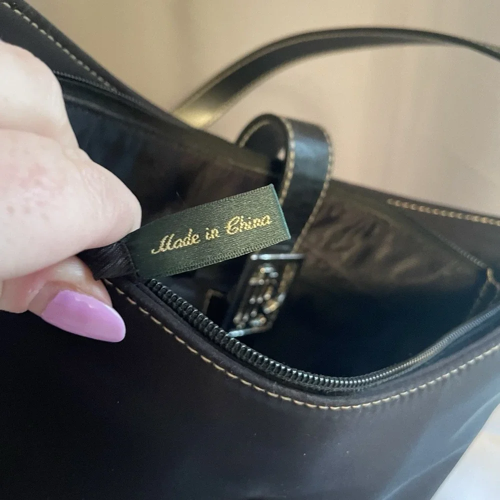 Lauren Ralph Lauren LRL Black Nylon Shoulder Bag Hobo Purse Shoulder Bag
